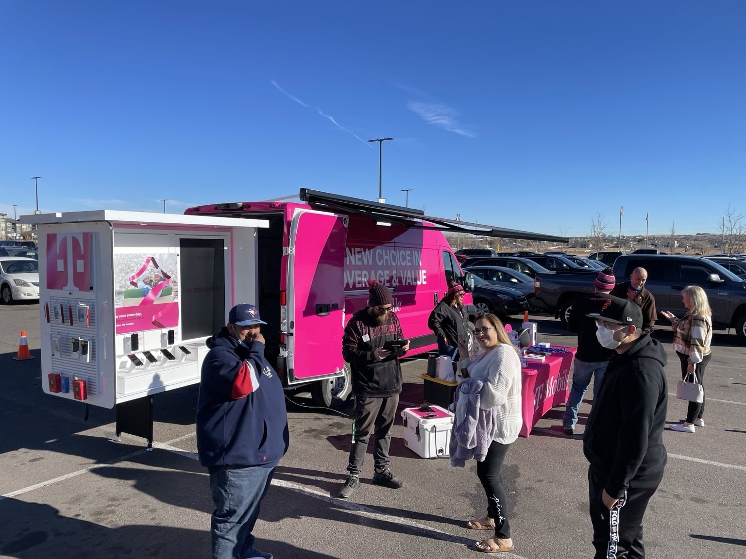 T-Mobile mobile event vehicle and activation team outdoors